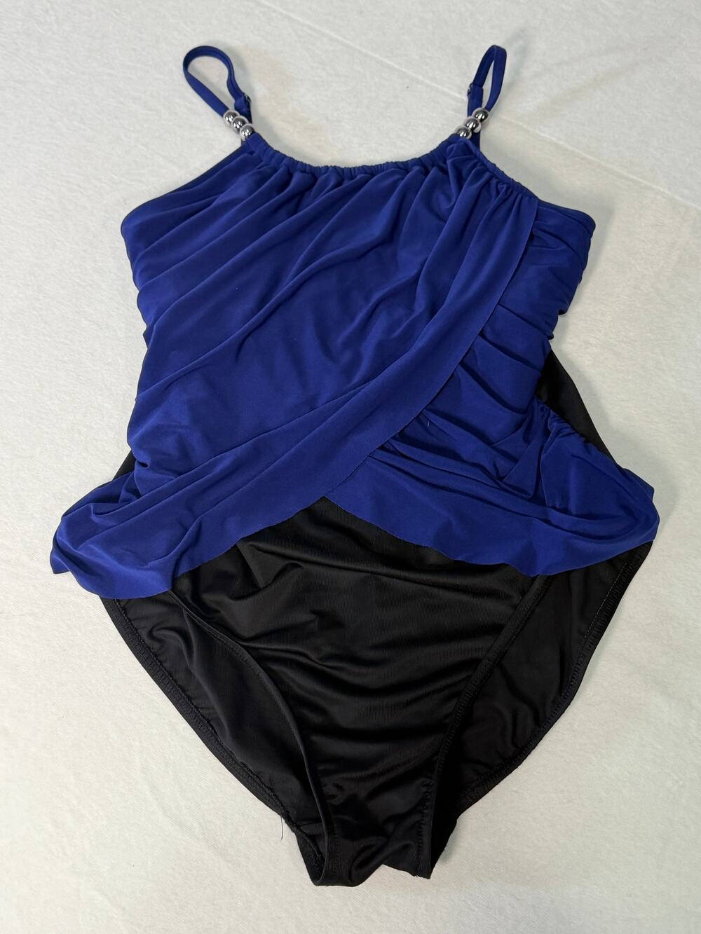Magicsuit Drapped Lisa Beaded Onepiece Blue and Black Size 16